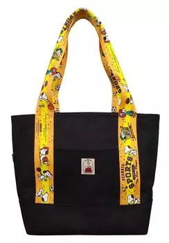 Сумка-тоут Snoopy с ручкой через плечо, стильная сумка-шоппер, прочная, из холста, сделанная в Японии, милый персонаж SNOOPY, спортивная, черная, держатель для покупок