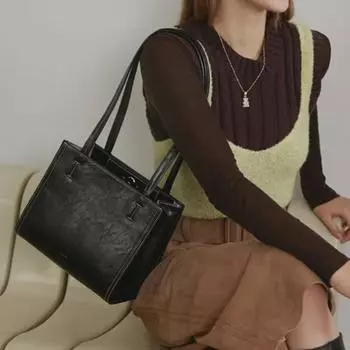 Сумка-тоут STAND OIL с защитой от игл для подмышек: Универсальная вместительная модная женская сумка в стиле Хо Юнджин. белый