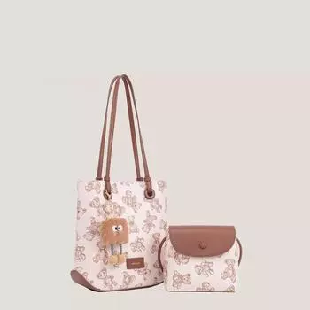 Сумка-тоут Стильная сумка на плечо с принтом мультяшного медведя Все для поездок на работу Сумка-ведро