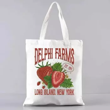 Сумка-тоут Strawberry Farms Сумка-тоут Strawberry Graphic Сумка-тоут Percy Jackson The Olympians Сумка-тоут Bookish Gift Book Lover Bag WHITE