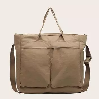 Сумка-тоут, сумка двойного назначения, женская сумка через плечо большой вместимости с несколькими карманами, нейтральная сумка-мессенджер, нейлоновая сумка хаки