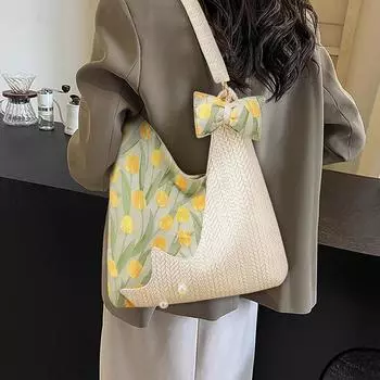 Сумка-тоут Тканевая сумка Женская сумка Большая вместимость Повседневная Универсальная Сумка через плечо Сумка под мышкой Большая сумка белый