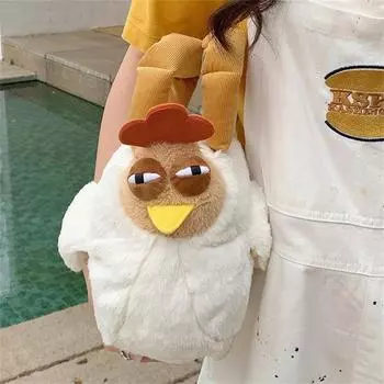 Сумка-тоут Ugly Clucky Chicken с косым плечевым ремнем, большая вместимость, симпатичная плюшевая мультяшная кукла, косая сумка