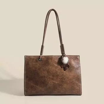 Сумка-тоут, универсальная, простая, вместительная сумка на одно плечо для женщин на весну и лето, сумка в стиле ретро для поездок на работу коричневый