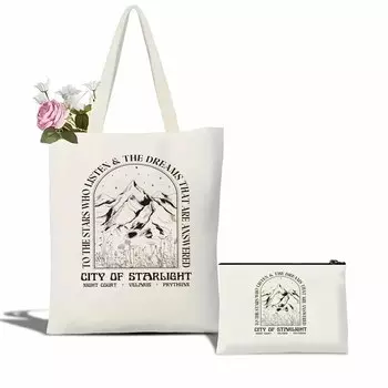 Сумка-тоут Velaris Сумка-тоут A Court of Thorns and Roses Портативная сумка Crescent City Bookish Сумка-тоут WHITE