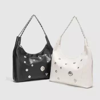 Сумка-тоут в стиле панк, женская сумка-тоут для поездок на работу, женская сумка через плечо, стильная сумка-тоут на цепочке