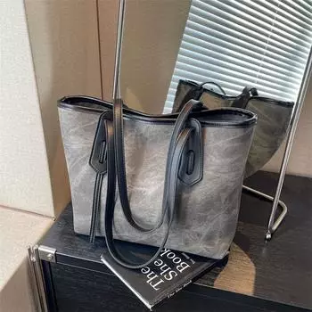 Сумка-тоут в стиле ретро большой вместимости на одно плечо, модная сумка для подмышек 2024 года для женщин грязно-белый