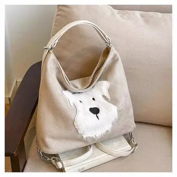 Сумка-тоут в стиле ретро для женщин, большая вместимость, 2024, новая сумка для отдыха на осень и зиму, трехцелевая сумка, рюкзак на одно плечо покинуть белый