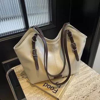 Сумка-тоут в стиле ретро для женщин 2024 года, новая модная сумка через плечо большой емкости, сумка премиум-класса для поездок на работу и подмышку 40*13*26 темно-коричневого