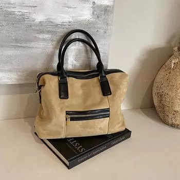 Сумка-тоут в стиле ретро High-End Sense Foreign Style с леопардовым принтом, женская сезонная сумка-мессенджер большой вместимости через плечо 39*15*28 коричневый