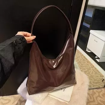 Сумка-тоут в стиле ретро на весну, вместительная сумка подмышкой, модная и трендовая сумка на одно плечо, универсальная женская сумка для поездок на работу 37*34*11cm чёрный