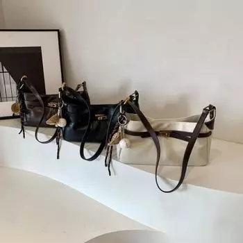 Сумка-тоут в стиле ретро премиум-класса для женщин 2024 года, новая модная сумка через плечо большой вместимости, сумка для подмышки 31*9*19 чёрный