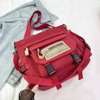 Сумка-тоут в стиле ретро с японским инструментом, студенты колледжей ездят на занятия, носят с собой большую переносную сумку для репетиторства, сумка-мессенджер красный