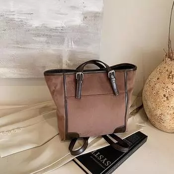 Сумка-тоут в стиле ретро, вместительная, женская, осенне-зимняя, для поездок на работу, повседневная, модная, универсальная, матовая, через плечо 38*10*30 коричневый