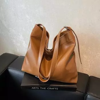 Сумка-тоут в стиле ретро высокого класса с большой вместимостью, женская сумка 2024 года, новая осенне-зимняя простая повседневная сумка-мессенджер через плечо чёрный