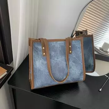 Сумка-тоут в стиле ретро высокого класса с большой вместимостью подмышкой, женская сумка, новая весенняя модная нишевая сумка на одно плечо, портативная сумка для поездок на работу серый