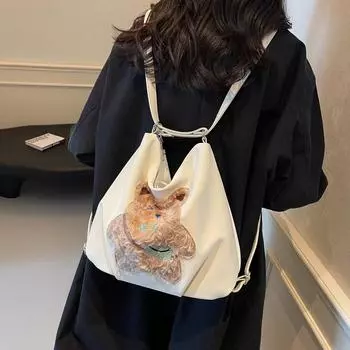 Сумка-тоут в студенческом стиле для женщин 2024 года, новый вместительный рюкзак для поездок на работу, универсальная сумка через плечо, легкий рюкзак