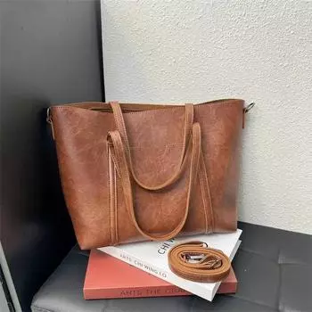 Сумка-тоут высокого качества с застежкой-молнией, однотонная, большая вместимость, ПУ, модная, наплечная сумка, мягкая, простая, модная сумка