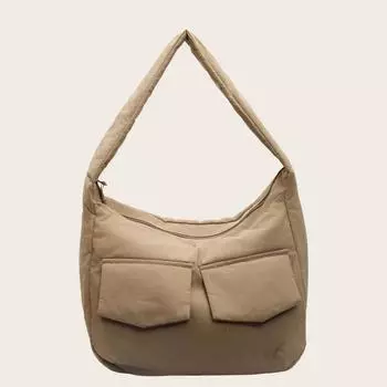 Сумка-тоут, высококачественная фактура, женская сумка через плечо, модная простая однотонная сумка через плечо, большая вместимость чёрный