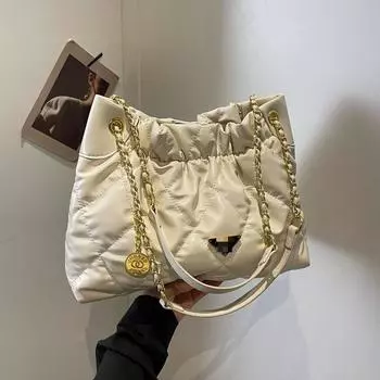 Сумка-тоут Xiaoxiangfeng Rhombus Chain Bag Осень-зима женская большая вместительная сумка-тоут модная сумка через плечо подмышку 31*11*24 белый