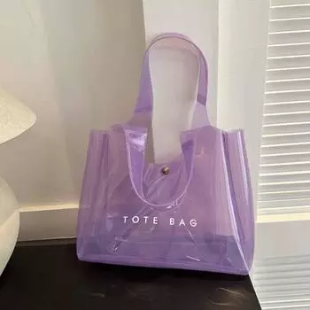 Сумка-тоут Желейная Сумка Сумка для хранения Сумка через плечо с буквой Водонепроницаемая прозрачная сумка из ПВХ Сумка для фитнеса фиолетовый