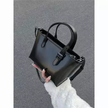 Сумка-тоут женская 2024 года, модная и универсальная, высококачественная, с нишевой текстурой, портативная сумка-мессенджер для поездок на работу чёрный