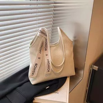 Сумка-тоут женская 2024 года, новая большая сумка для поездок на работу, осенняя сумка через плечо для покупок, студенческая сумка для занятий чёрный