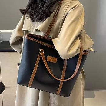 Сумка-тоут женская 2024 года, новая большая сумка для поездок на работу, осенне-зимняя универсальная сумка через плечо, текстурированная сумка для студентов колледжа No specification