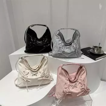 Сумка-тоут женская 2024 новый большой вместительный рюкзак с бантом для поездок на работу модная многофункциональная сумка через плечо в иностранном стиле белый