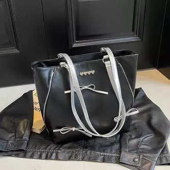 Сумка-тоут женская 2024 новый большой вместительный рюкзак для поездок на работу повседневная многофункциональная сумка через плечо модный дорожный рюкзак чёрный