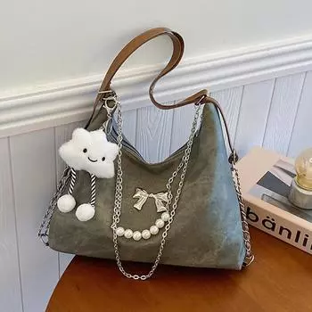 Сумка-тоут женская 2024 новый большой вместительный рюкзак для поездок на работу летний персонализированный цепной рюкзак с эффектом иностранного чувства without pendant