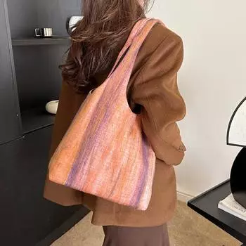 Сумка-тоут женская, большая вместимость, универсальные шерстяные сумки для поездок на работу, корейские ретро-повседневные сумки через плечо и подмышки, новые