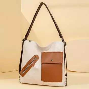 Сумка-тоут женская большая вместительная сумка для поездок на работу сумка через плечо контрастный цвет дорожный рюкзак чёрный