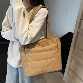 Сумка-тоут женская, большая вместительная сумка для поездок на работу, легкая сумка из нейлоновой ткани, сумка через плечо, студенческая дорожная сумка хаки