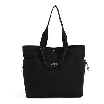 Сумка-тоут женская большой вместимости легкая нейлоновая сумка через плечо чёрный