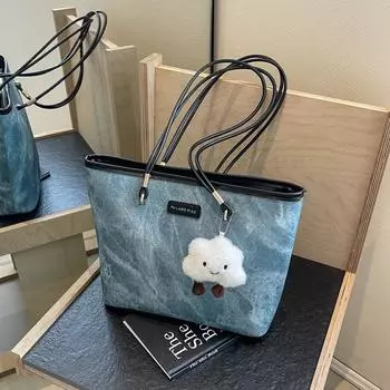 Сумка-тоут женская новая большая вместительная сумка для поездок на работу модная и в иностранном стиле сумка через плечо повседневная студенческая сумка для занятий One size