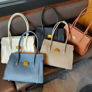 Сумка-тоут Женская / Новая модная пряжка Высококачественная текстурированная нишевая сумка большой емкости на одно плечо 40x15x26cm белый