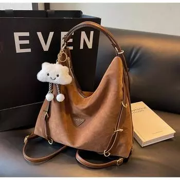 Сумка-тоут женская новинка 2024 года, большой емкости, многофункциональный рюкзак высокого класса, рюкзак для колледжа чёрный