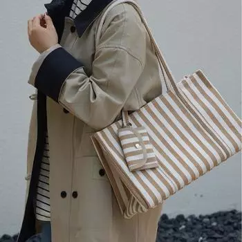 Сумка-тоут женская полосатая серия легкая дорожная сумка через плечо большой емкости в стиле ленивой