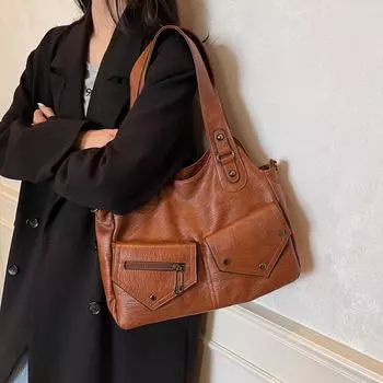 Сумка-тоут женская ретро сумка через плечо для поездок на работу коричневый