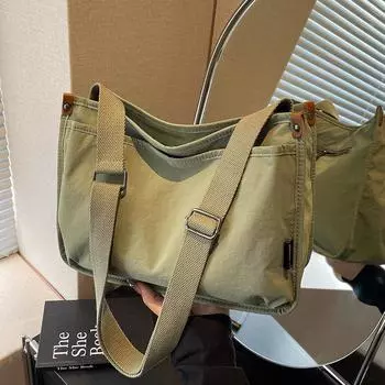 Сумка-тоут Женская сумка Холщовая сумка Большая вместимость Модная Универсальная На плечо Повседневная Сумка-мессенджер зелёный