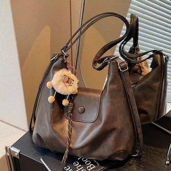 Сумка-тоут, женский рюкзак большой вместимости, дизайнерская сумка через плечо, легкий дорожный рюкзак no pendant коричневый