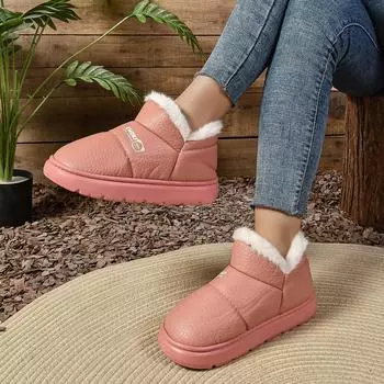Сумка-трансграничник с хлопковыми тапочками, женские зимние водонепроницаемые нескользящие домашние теплые простые плюшевые высокие хлопковые туфли 38-39 розовый