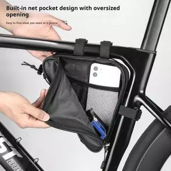 Сумка-треугольник на раму велосипеда с сетчатым карманом, водонепроницаемая, светоотражающая, легкая, для горного велосипеда