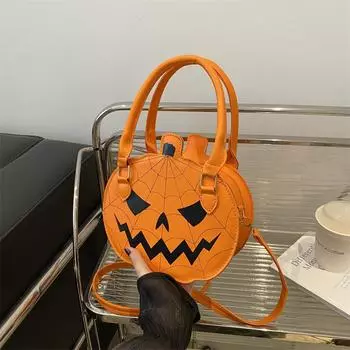 Сумка-тыква на Хэллоуин 2024 года, новая мода, контрастные цвета, индивидуальная креативная модная женская сумка через плечо, мультяшная косая сумка