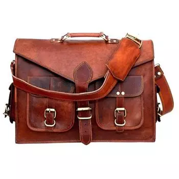 Сумка унисекс ручной работы, винтажная сумка из натуральной кожи, деловая сумка для ноутбука, сумка ручной работы с плечевым ремнем, офисная школьная дорожная сумка-мессенджер 11 x 15 x 4.5 in коричневый