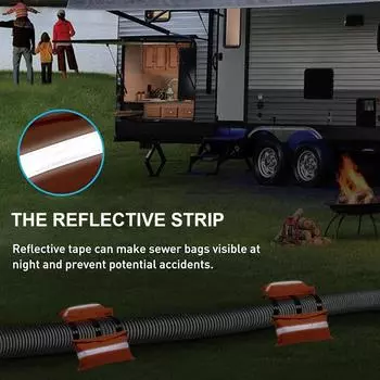 Сумка-утяжелитель для канализации автофургона со светоотражающей полосой предотвращает смещение канализационных труб во время сброса, водонепроницаемая сумка-утяжелитель для канализации кемпинга оранжевый