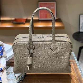 Сумка Victoria Baotou Layer TC Leather Boston Bag для поездок на работу и обратно, легкая, большой емкости 35x23x15cm