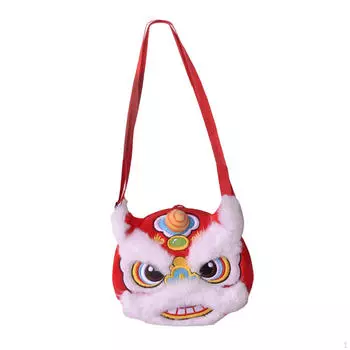 Сумка в честь Лунного года, плюшевая сумка на плечо, легкая, универсальная для хранения, китайская, красная