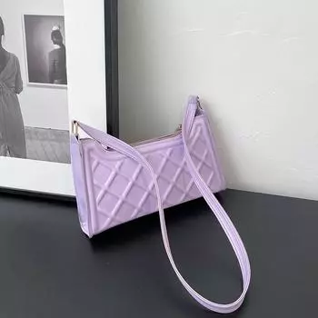 Сумка в иностранном стиле с ромбовидным углублением 2024 года, простая повседневная сумка для ношения в руке на одном плече под мышкой, портативная маленькая квадратная сумка белый